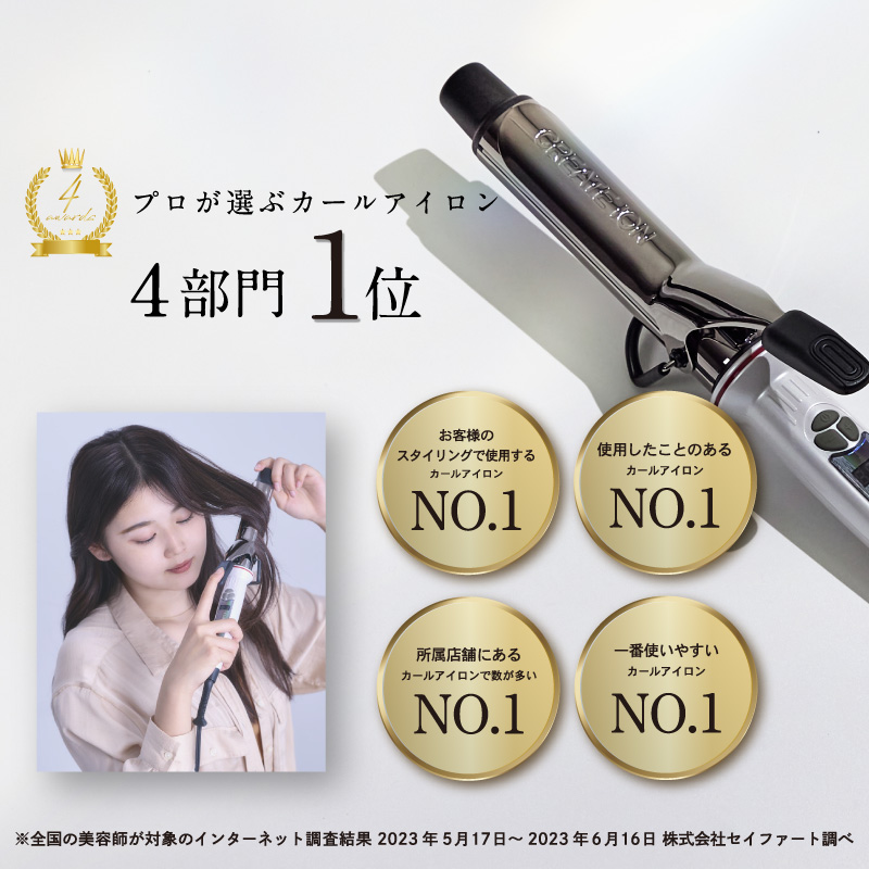 クレイツが【プロが選ぶカールアイロン１位】を獲得しました※1